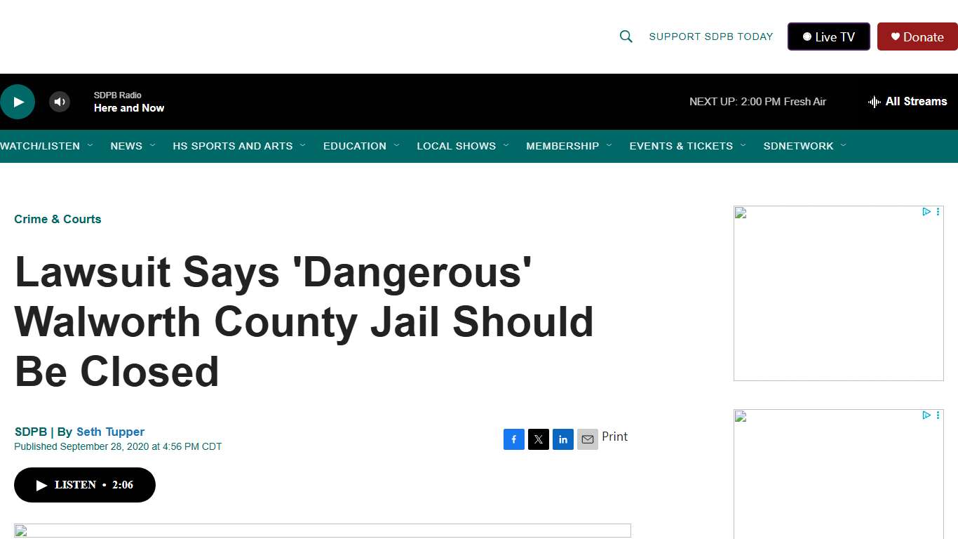 Lawsuit Says 'Dangerous' Walworth County Jail Should Be Closed SDPB