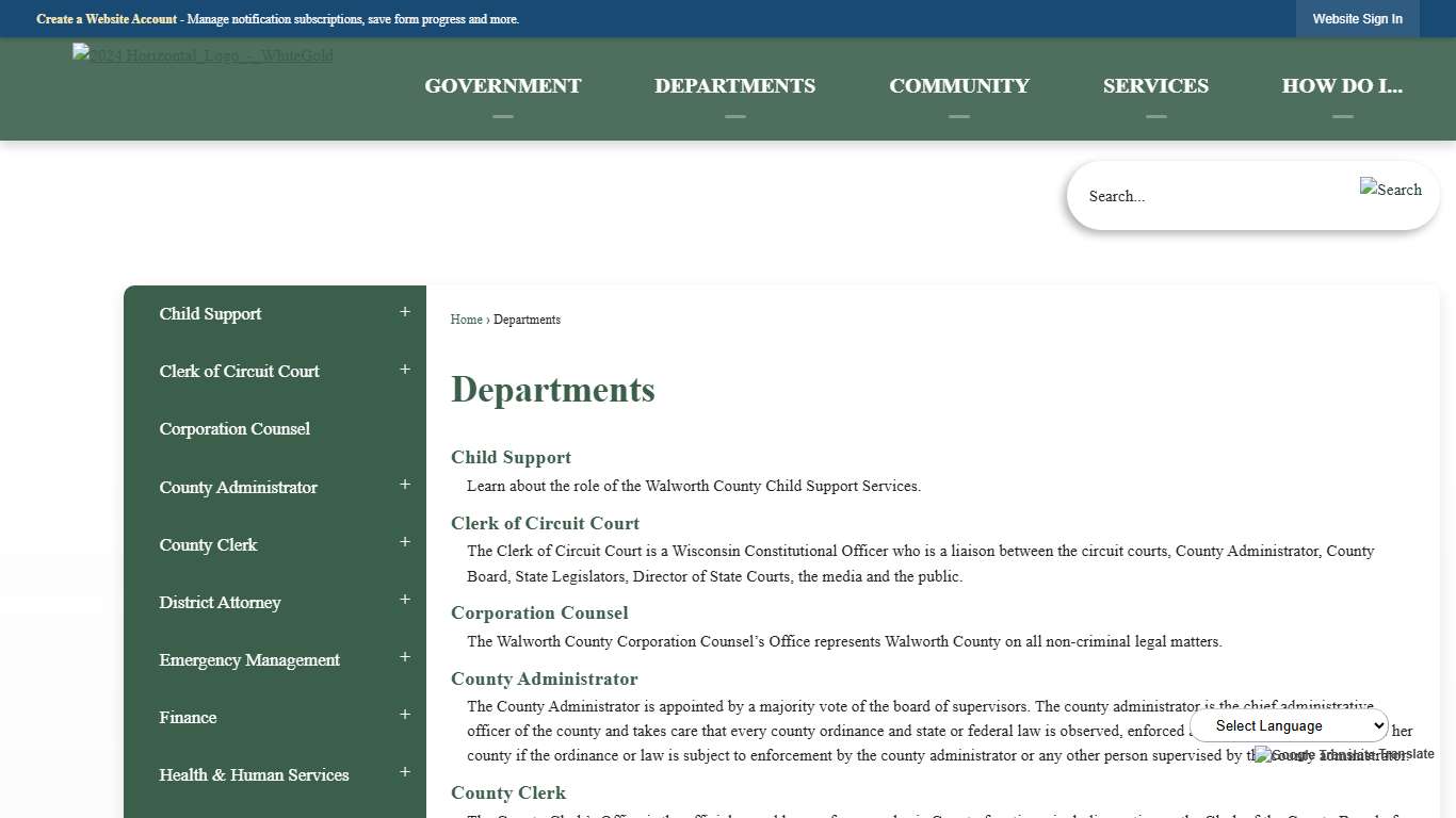 Departments Walworth County, WI